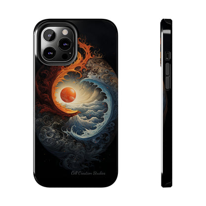 "Dual Elements Clash: Fire and Water Abstract" Phone Case -Tough Phone Cases