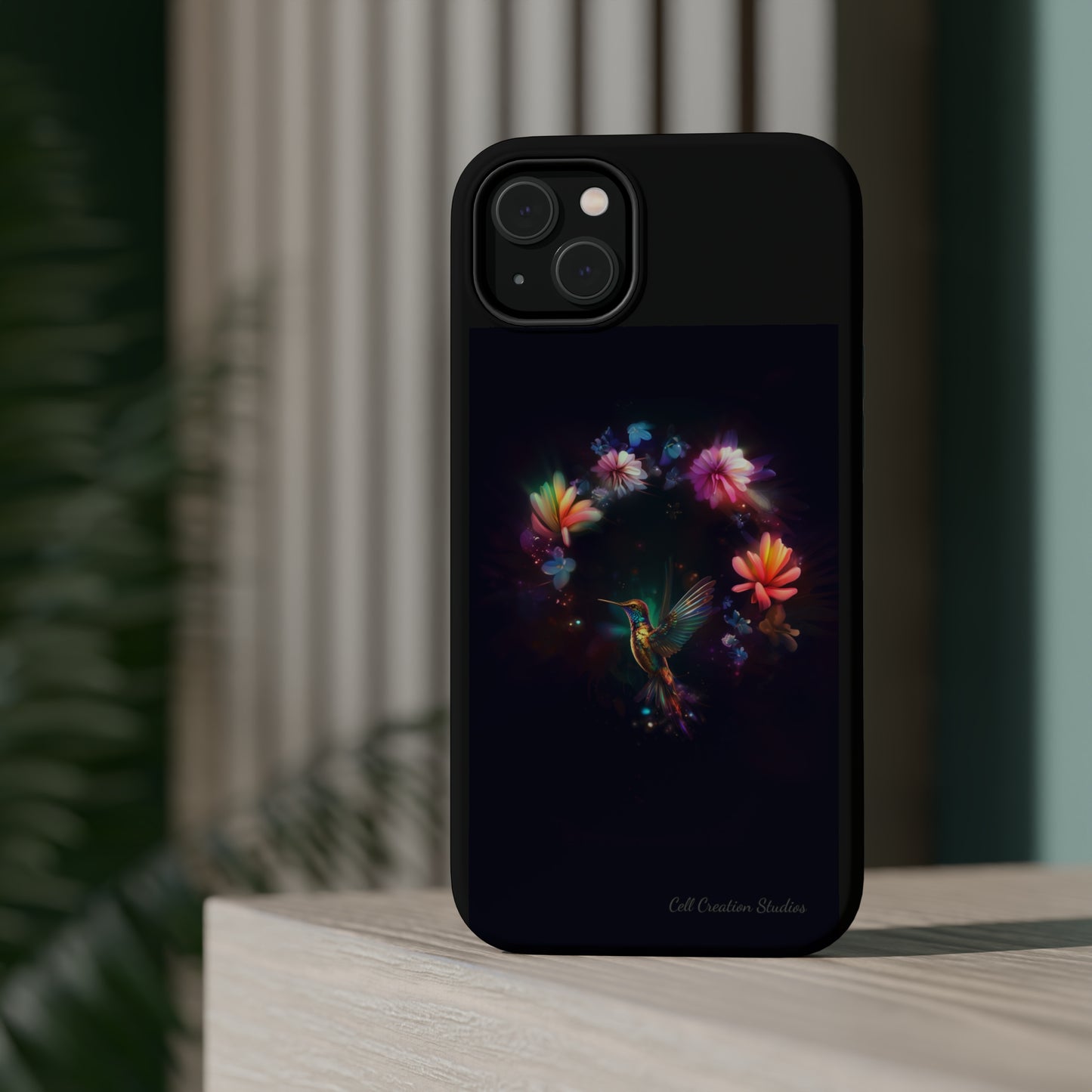 Introducing the "Floral Harmony Hummingbird" Cell Phone Case – Where Elegance Meets Nature -MagSafe Tough Cases