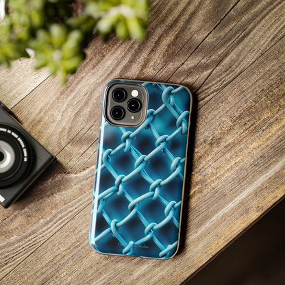 Introducing the "Elegant Chainlink" Cell Phone Case – Embrace Contemporary Style with Blue Chain Link Design -Tough Phone Cases