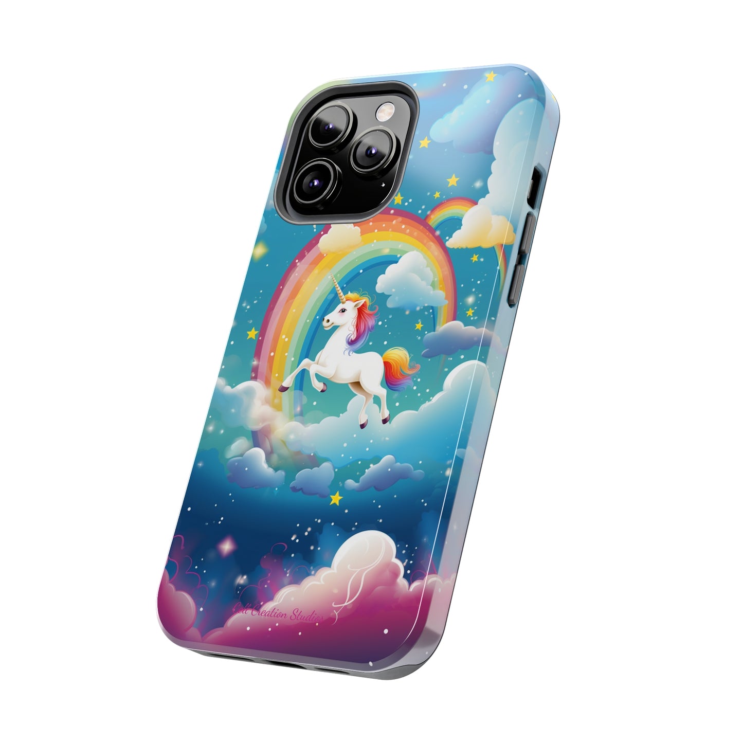 Introducing the "Rainbow Soar" Cell Phone Case – Embark on a Whimsical Journey with a Flying Unicorn -Tough Phone Cases