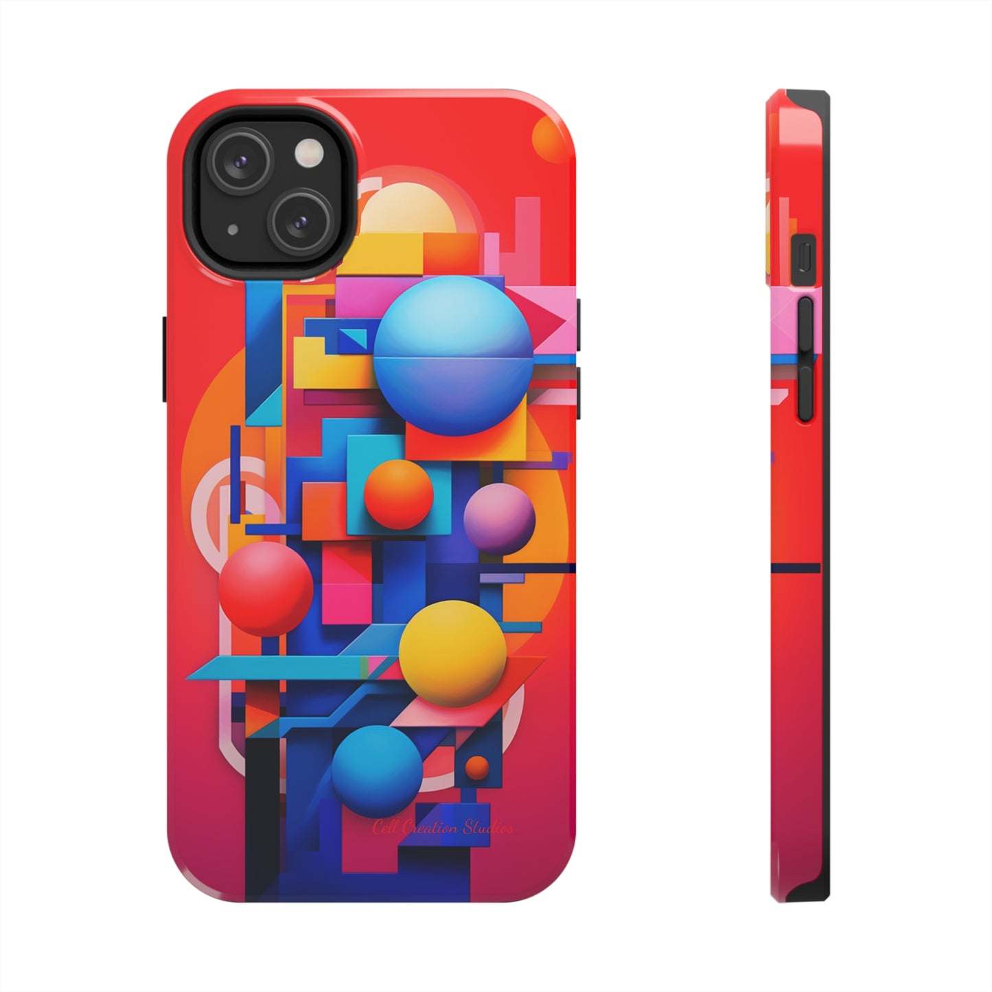 The "Geometric Red Background" Cell Phone Case- Upgrade Your Phone's Aesthetics -Tough Phone Cases