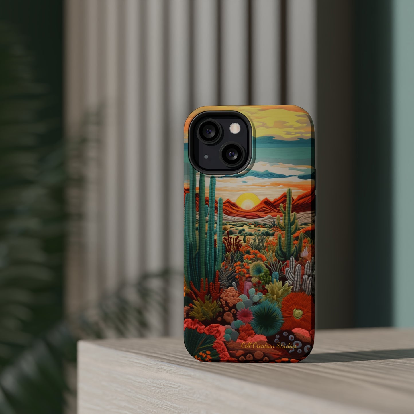 "Desert Bloom Embroidery" -MagSafe Tough iPhone Cases