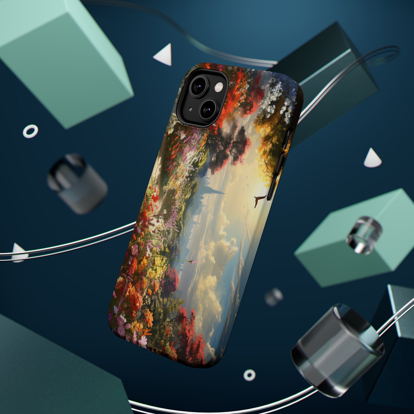 Introducing the "Floral Haven" Cell Phone Case – Where Nature and Urban Marvels Converge! -MagSafe Tough Cases