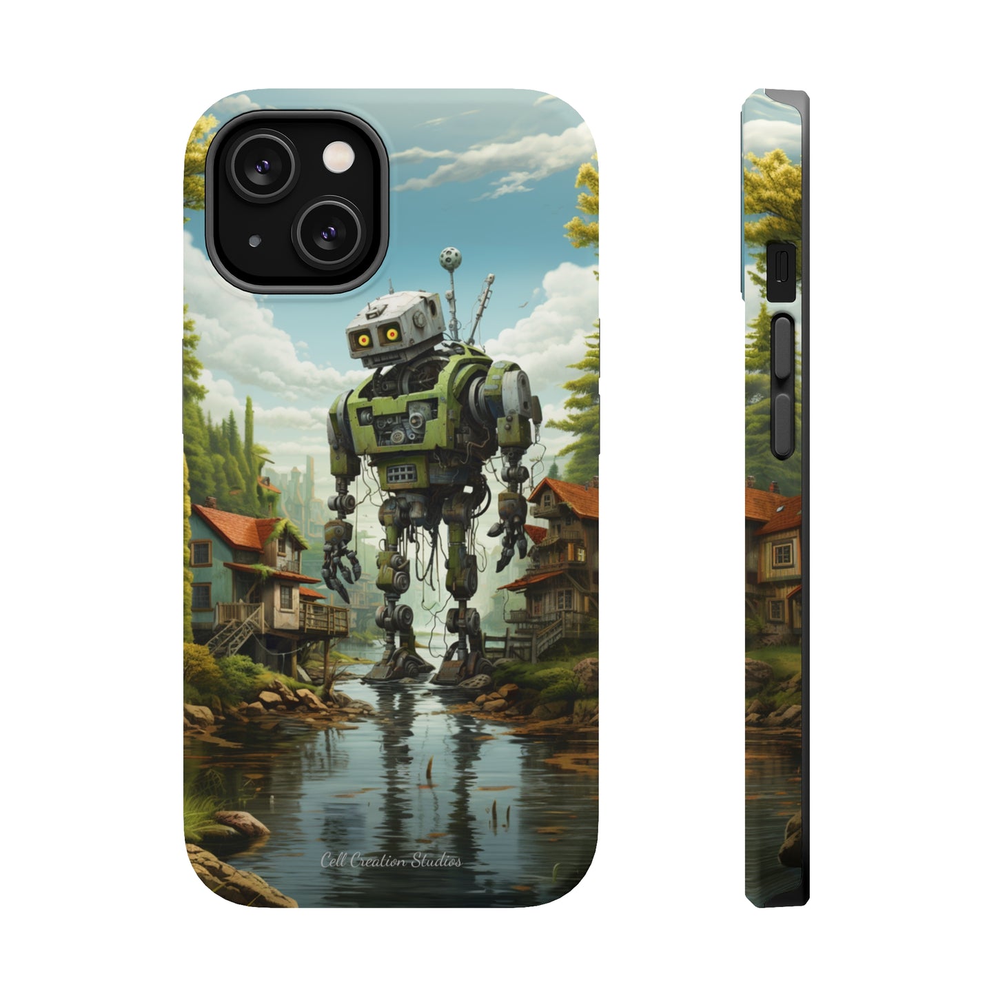 Introducing the "Robo-Rescue" Cell Phone Case – Witness a Heartwarming Scene of Robot Seeking Assistance -MagSafe Tough Cases