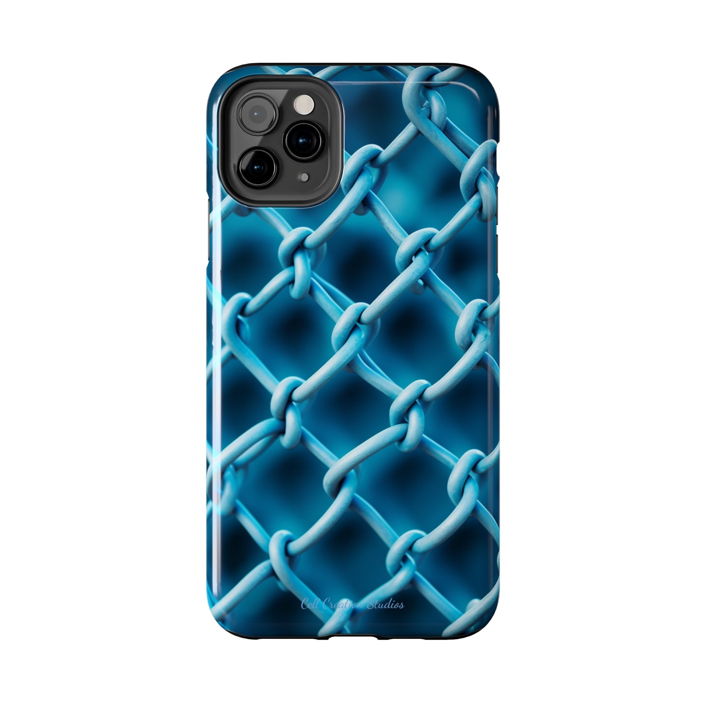 Introducing the "Elegant Chainlink" Cell Phone Case – Embrace Contemporary Style with Blue Chain Link Design -Tough Phone Cases