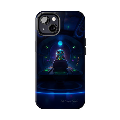 The "Galactic Buddy" Blue Alien Spaceship Phone Case -Tough Phone Cases