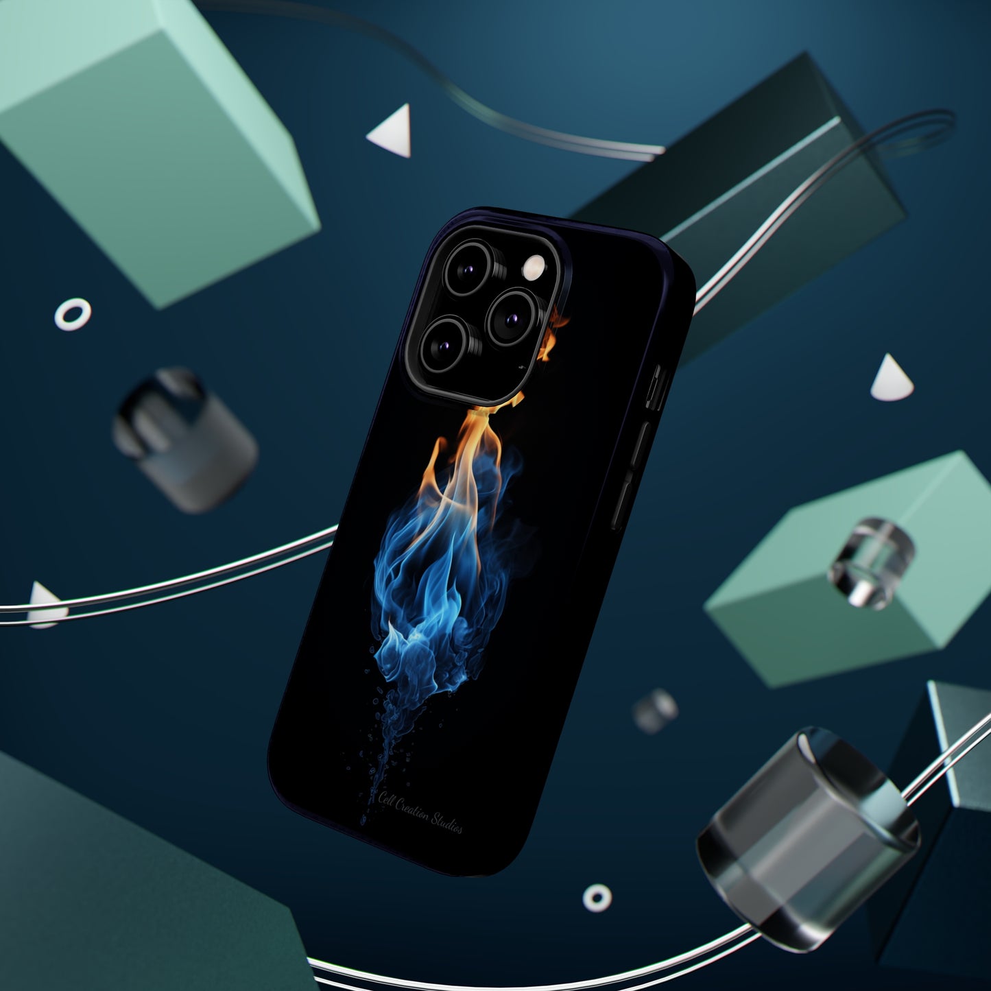 "Elegant Blue and Orange Flame" Phone Case: Ignite Your Style -MagSafe Tough Cases