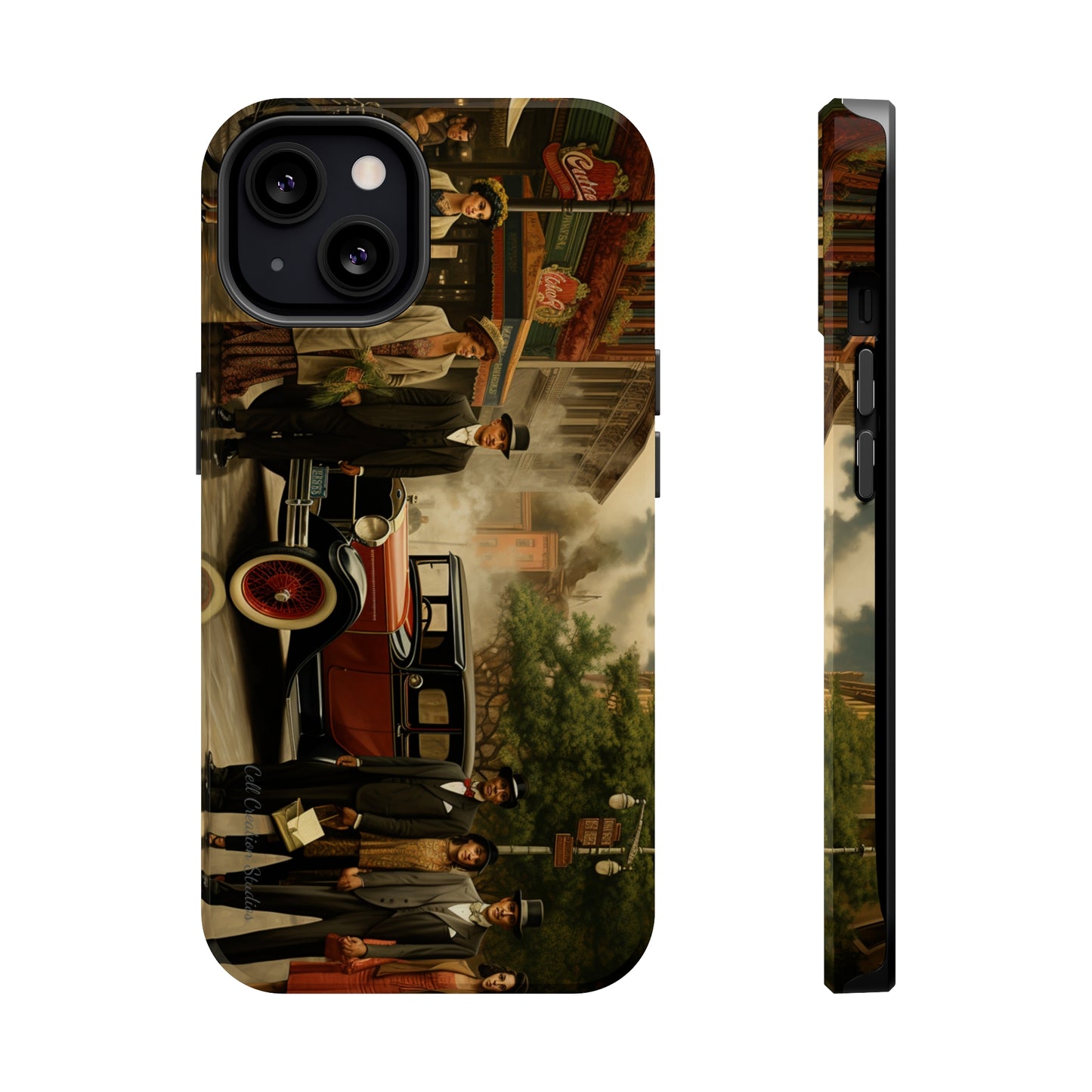 Introducing the "1920s Americana Revival" Cell Phone Case – Step into Nostalgic Elegance with a Vintage Street Scene! -MagSafe Tough Cases