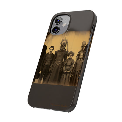 Introducing the "Vintage Odd Creatures" Cell Phone Case – Step into the Eerie Charm of a Haunting Family Portrait -Slim Phone Cases