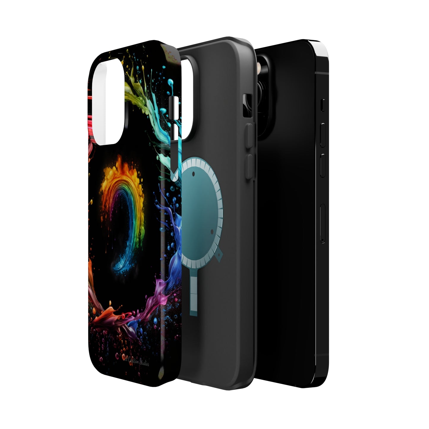 "Vibrant Swirls Painted on Black" Cell Phone Case -MagSafe Tough Cases