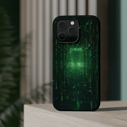 Introducing our "Digital Code Stream" Cell Phone Case – where style meets technology for your device's protection -MagSafe Tough Cases