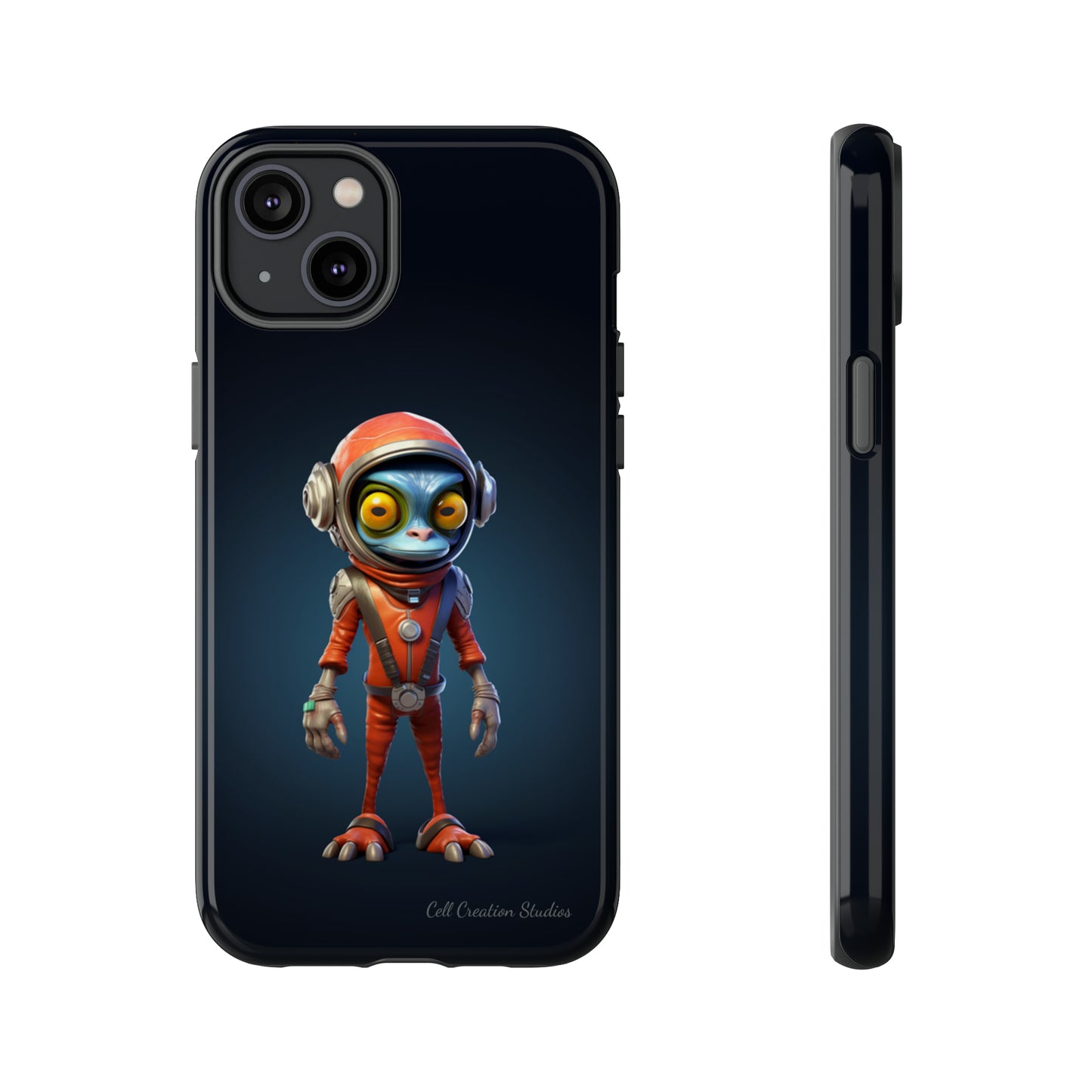 The "AstroGuard" Animated Blue Alien Astronaut Phone Case -Tough Cases