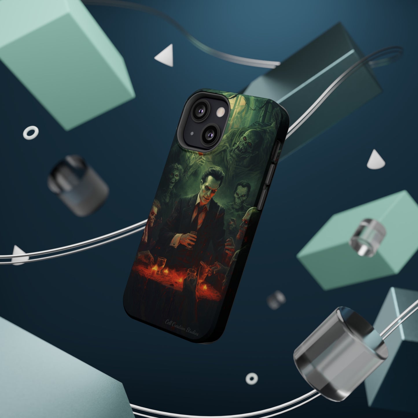 Introducing the "Dracula's Halloween Soiree" Cell Phone Case – Join the Spooky Gathering -MagSafe Tough Cases