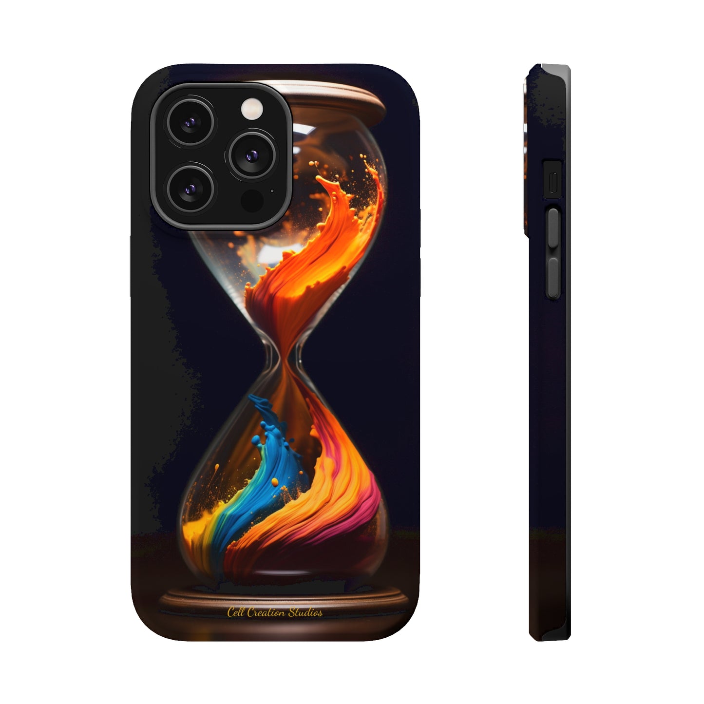 Introducing the "Colorful Sands Hourglass" Cell Phone Case – Embrace Time's Beauty with a Mesmerizing Hourglass Design -MagSafe Tough Cases