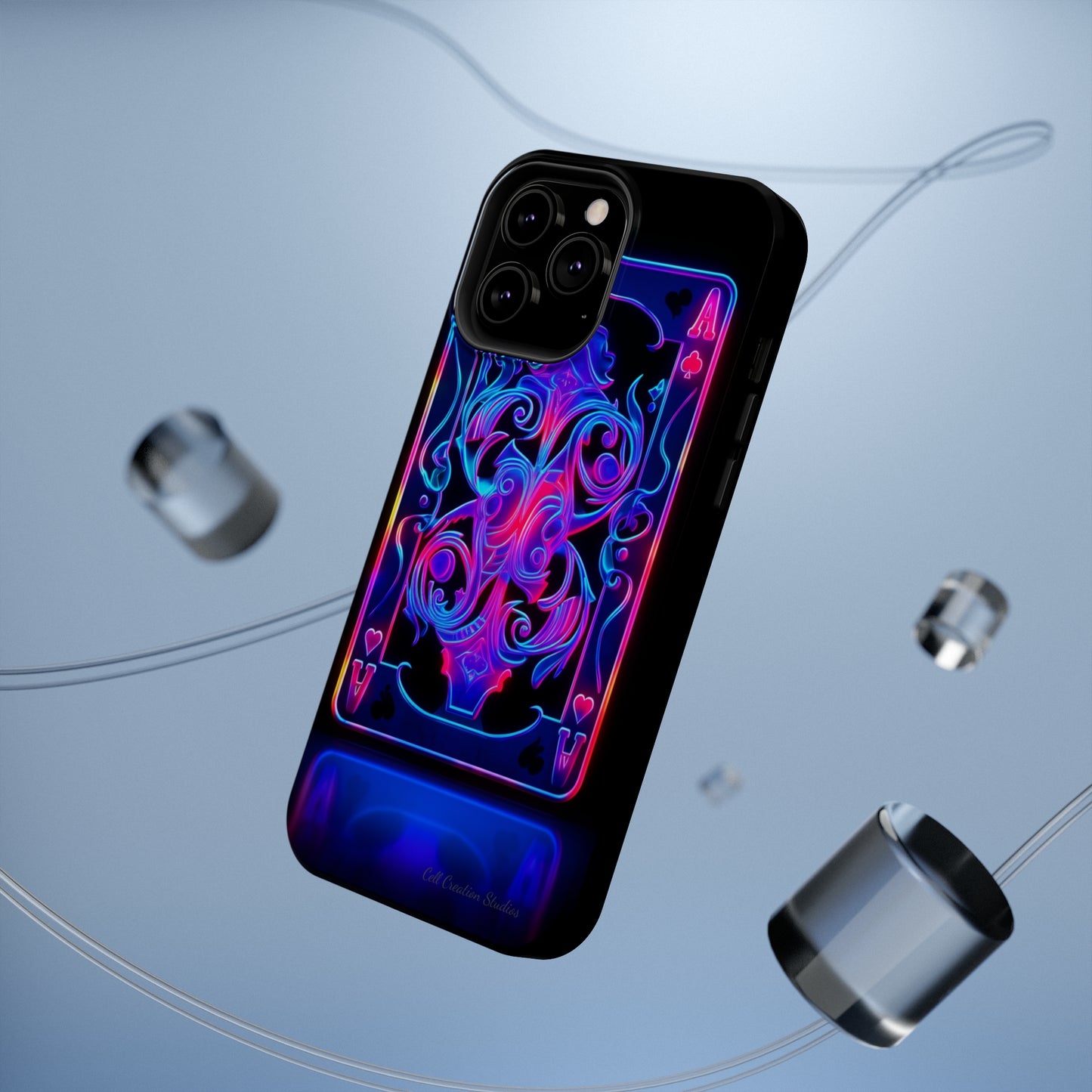 Introducing the "Neon Ace of Hearts" Cell Phone Case – Elevate Your Style with a Dazzling Card -MagSafe Tough Cases