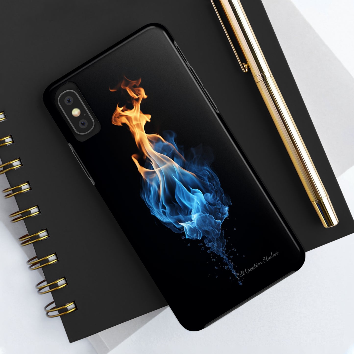 "Elegant Blue and Orange Flame" Phone Case: Ignite Your Style -Tough Phone Cases