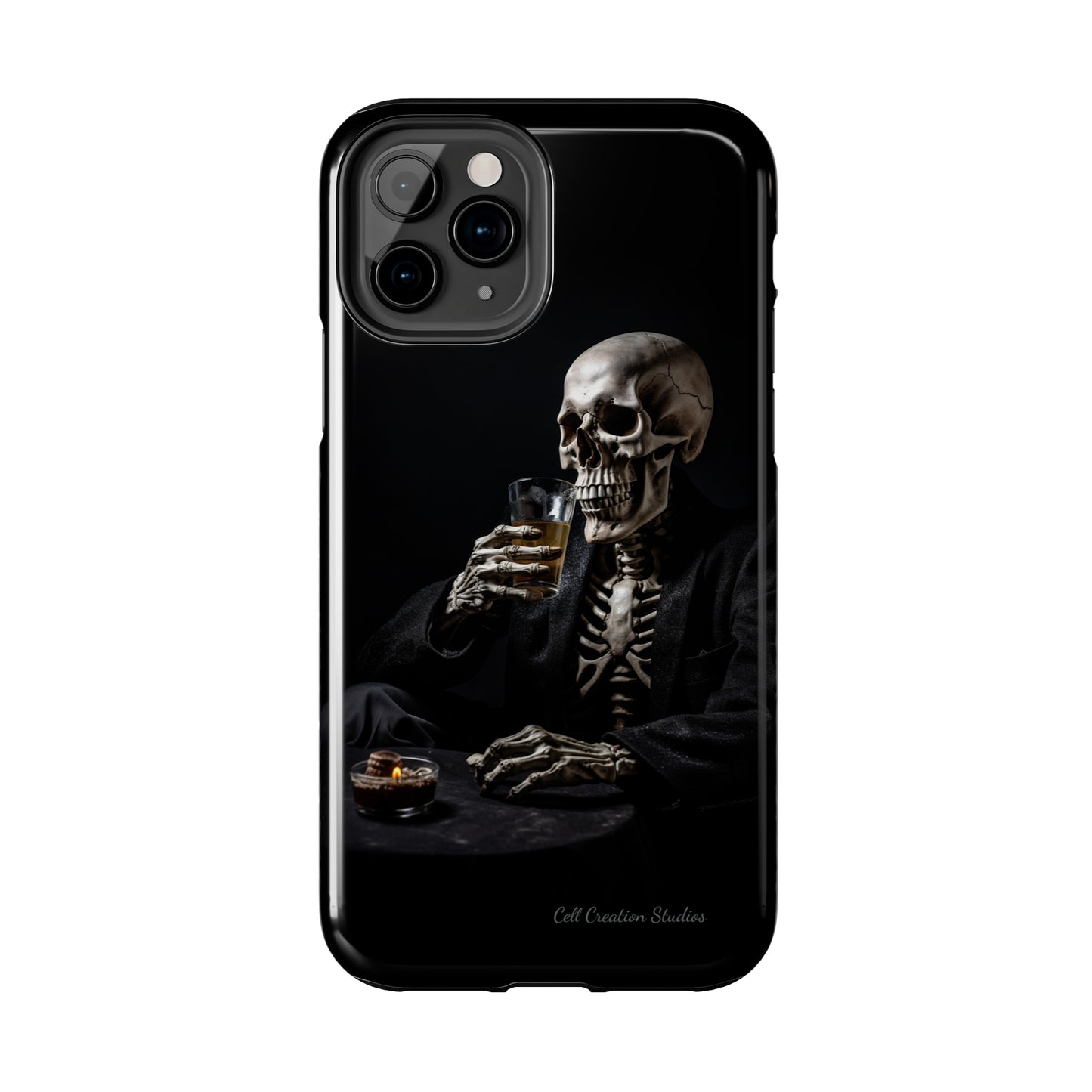 "Embrace the Dark Side with Our Skeleton Drinking Phone Case" -Tough Phone Cases