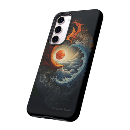 "Dual Elements Clash: Fire and Water Abstract" Phone Case -Tough Cases