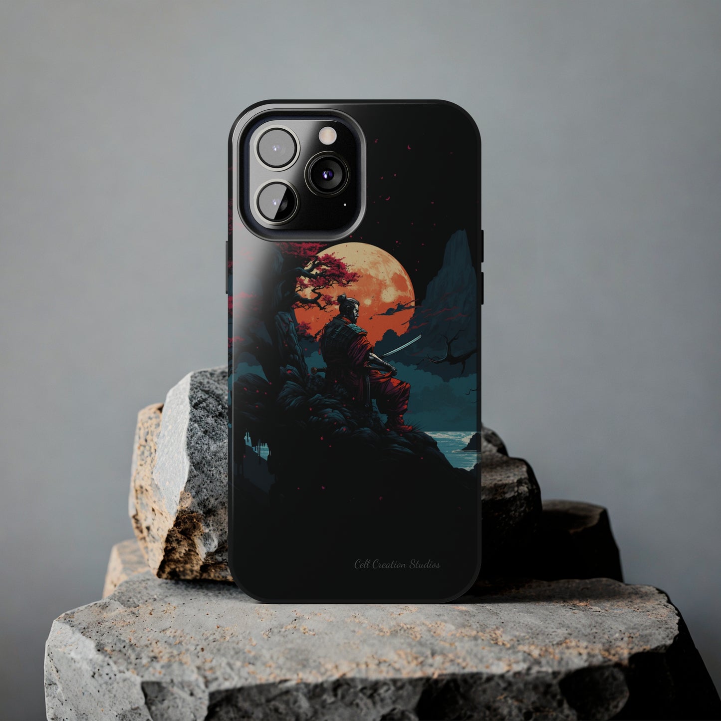 Introducing the "Moonlit Samurai Serenity" Cell Phone Case – Embrace Elegance and Strength -Tough Phone Cases