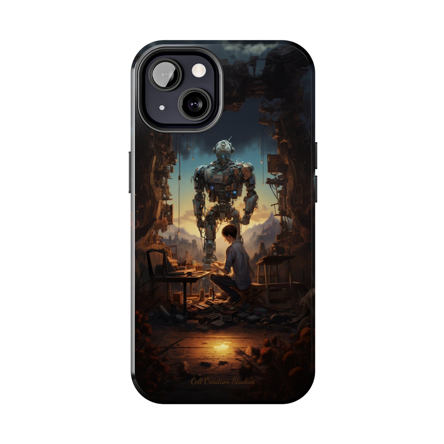 Introducing the "Mechanical Bond" Cell Phone Case – Witness a Captivating Moment of Giant Robot and Boy -Tough Phone Cases