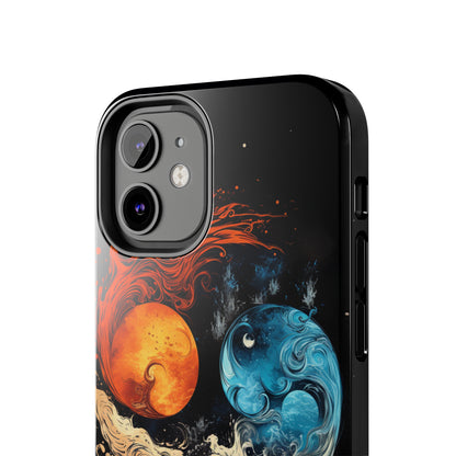 "Harmony in Contrast: Orange and Blue Yin and Yang Phone Case" -Tough Phone Cases