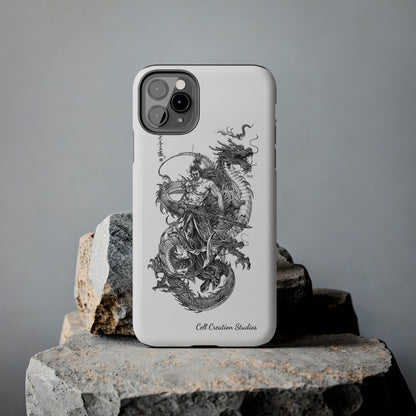 "Samurai and Dragon Sketch" -Tough iPhone Cases