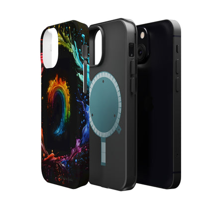 "Vibrant Swirls Painted on Black" Cell Phone Case -MagSafe Tough Cases