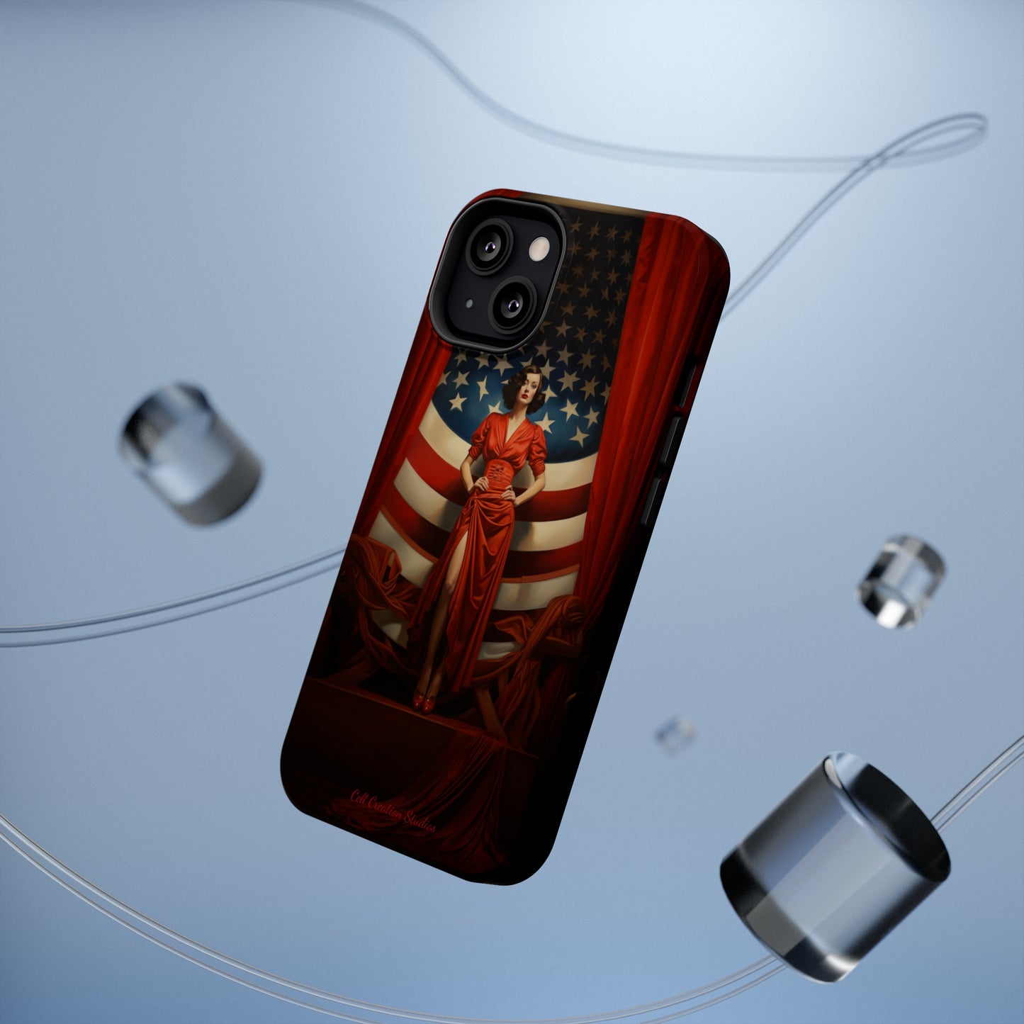 Introducing the "Vintage Glamour" Cell Phone Case – Step into 1920s Elegance with a Patriotic Twist! -MagSafe Tough Cases