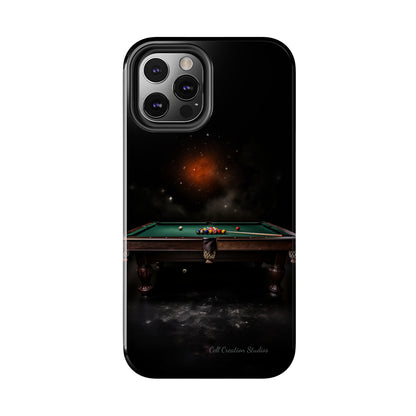 "Rack 'Em Up in Style: Pool Table-Themed Phone Case with Space Background" -Tough Phone Cases