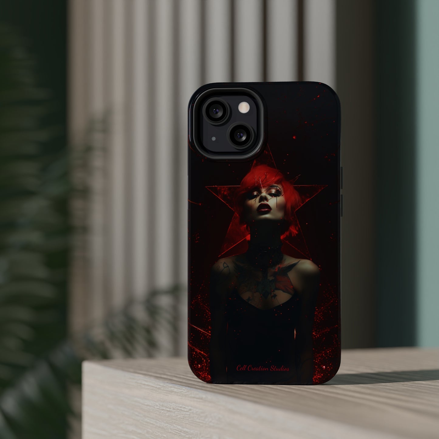 Introducing the "Inked Flame" Cell Phone Case – Embrace Fiery Elegance with a Tattooed Red-Headed Beauty -MagSafe Tough Cases