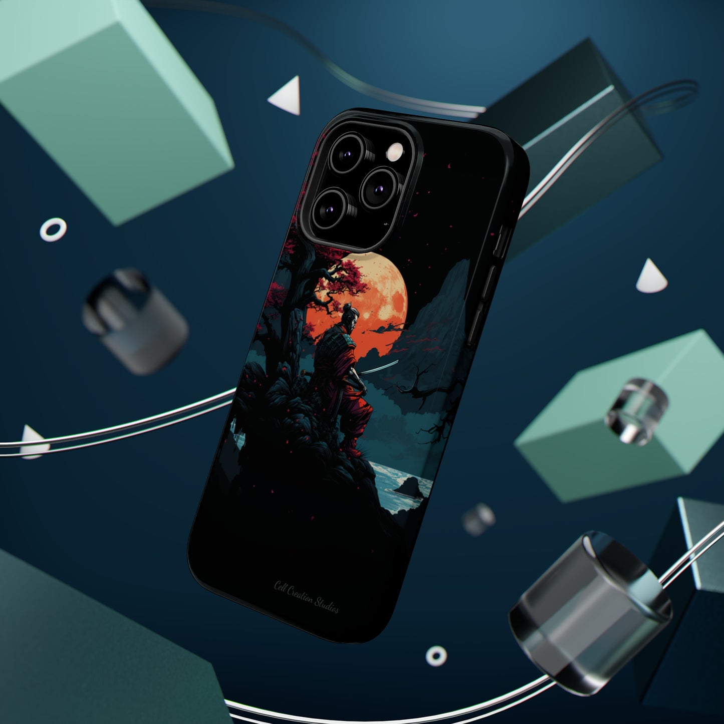 Introducing the "Moonlit Samurai Serenity" Cell Phone Case – Embrace Elegance and Strength -MagSafe Tough Cases