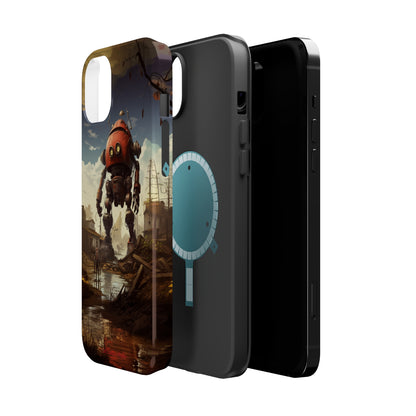 Introducing the "Urban Encounter" Cell Phone Case – Witness the Epic Convergence of Man and Giant Robot -MagSafe Tough Cases