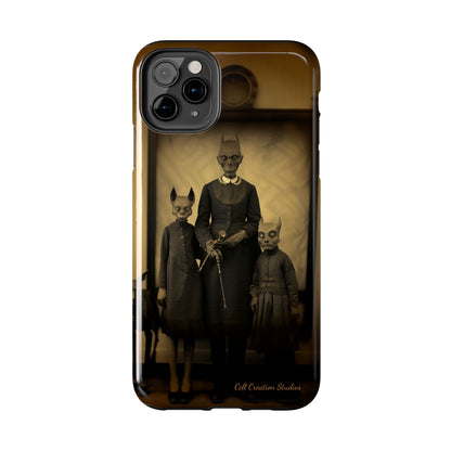 Introducing the "Vintage Odd Creatures" Cell Phone Case – Step into the Eerie Charm of a Haunting Family Portrait -Tough Phone Cases