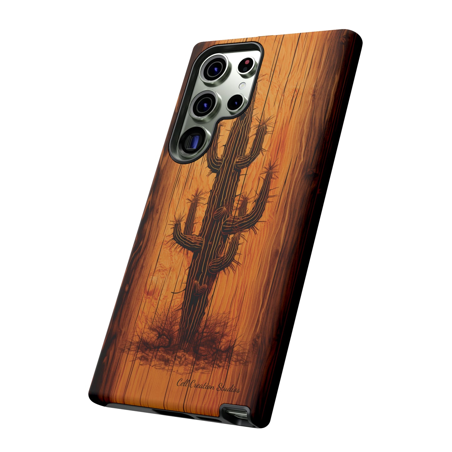 "Cactus Burnt Wood Phone Case" -Tough Cases