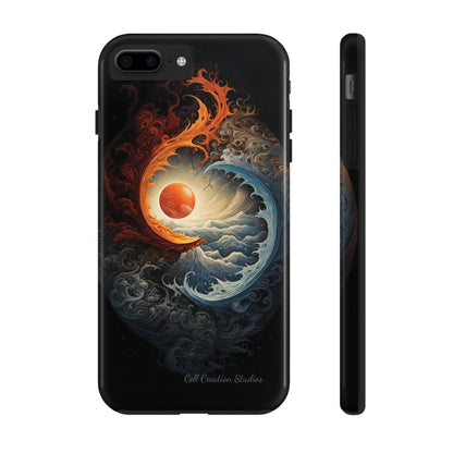 "Dual Elements Clash: Fire and Water Abstract" Phone Case -Tough Phone Cases