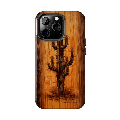 "Cactus Burnt Wood" Phone Case -Tough Phone Cases