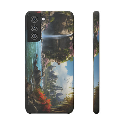 Introducing the "Nature's Cascade" Cell Phone Case – Capture Majestic Beauty with Rock Cliffs and Waterfall! -Snap Cases