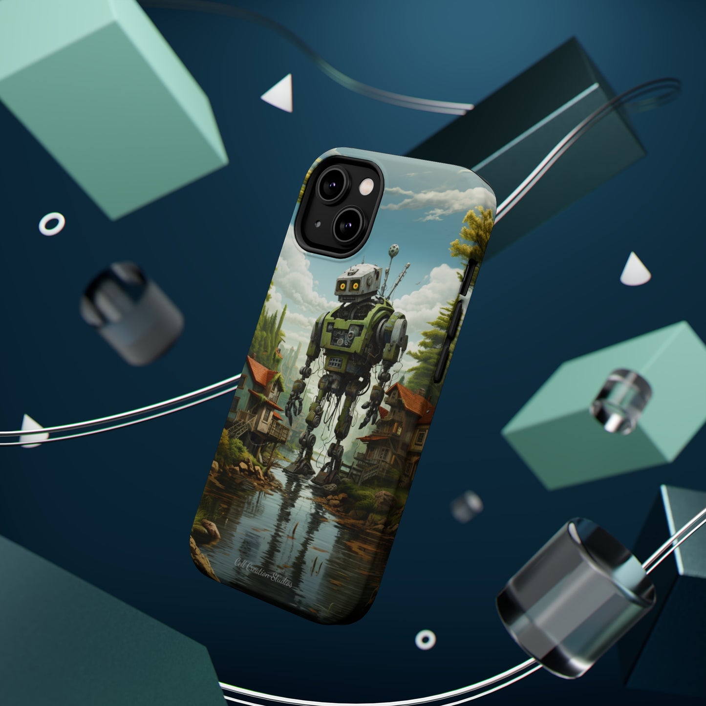 Introducing the "Robo-Rescue" Cell Phone Case – Witness a Heartwarming Scene of Robot Seeking Assistance -MagSafe Tough Cases