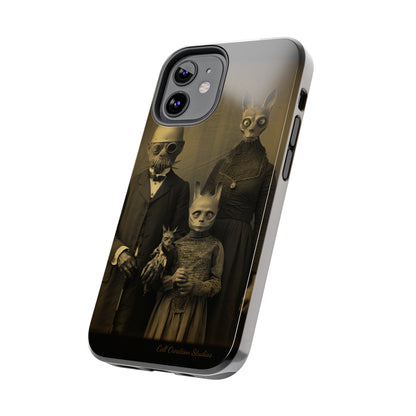 Introducing the "Vintage Odd Creatures" Cell Phone Case – Step into the Eerie Charm of a Haunting Family Portrait -Tough Phone Cases