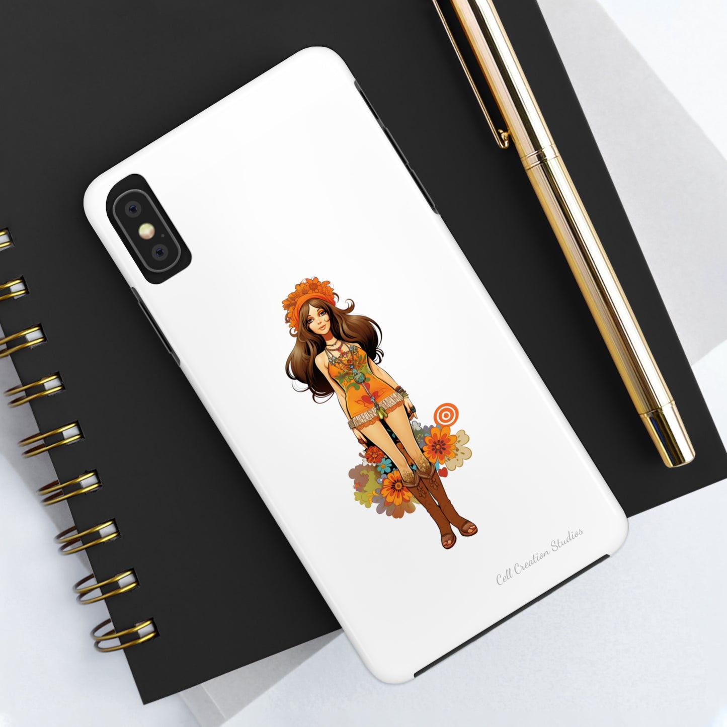 Introducing the "Groovy Hippie Chick" Cell Phone Case – Peace, Love, and Retro Style -Tough Phone Cases