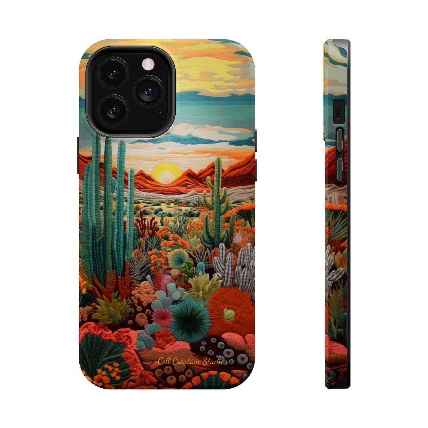 "Desert Bloom Embroidery" -MagSafe Tough iPhone Cases