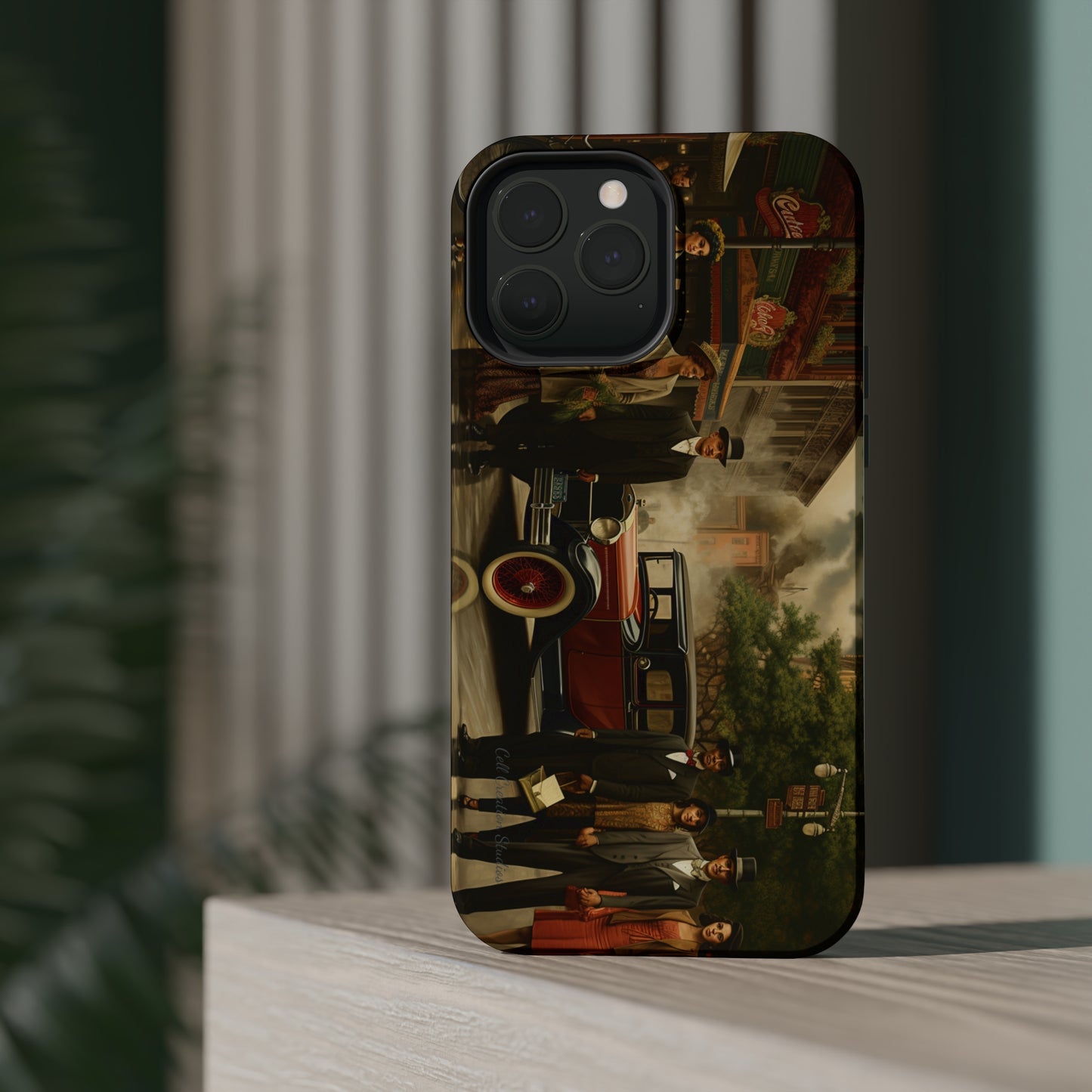 Introducing the "1920s Americana Revival" Cell Phone Case – Step into Nostalgic Elegance with a Vintage Street Scene! -MagSafe Tough Cases