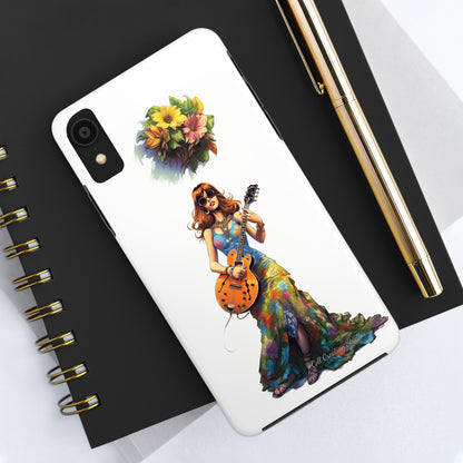 Introducing the "Hippie Chick Groove" Cell Phone Case – Retro Vibes and Musical Delight -Tough Phone Cases