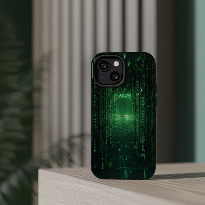 Introducing our "Digital Code Stream" Cell Phone Case – where style meets technology for your device's protection -MagSafe Tough Cases