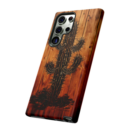 "Desert Vibes Cactus Burnt Wood Design" Phone Case -Tough Cases