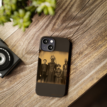 Introducing the "Vintage Odd Creatures" Cell Phone Case – Step into the Eerie Charm of a Haunting Family Portrait -Slim Phone Cases