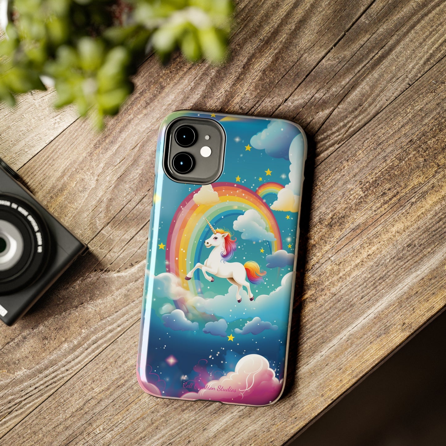 Introducing the "Rainbow Soar" Cell Phone Case – Embark on a Whimsical Journey with a Flying Unicorn -Tough Phone Cases