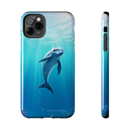 Introducing the "Dolphin Serenity" Cell Phone Case – Dive into Tranquility with a Graceful Dolphin -Tough Phone Cases