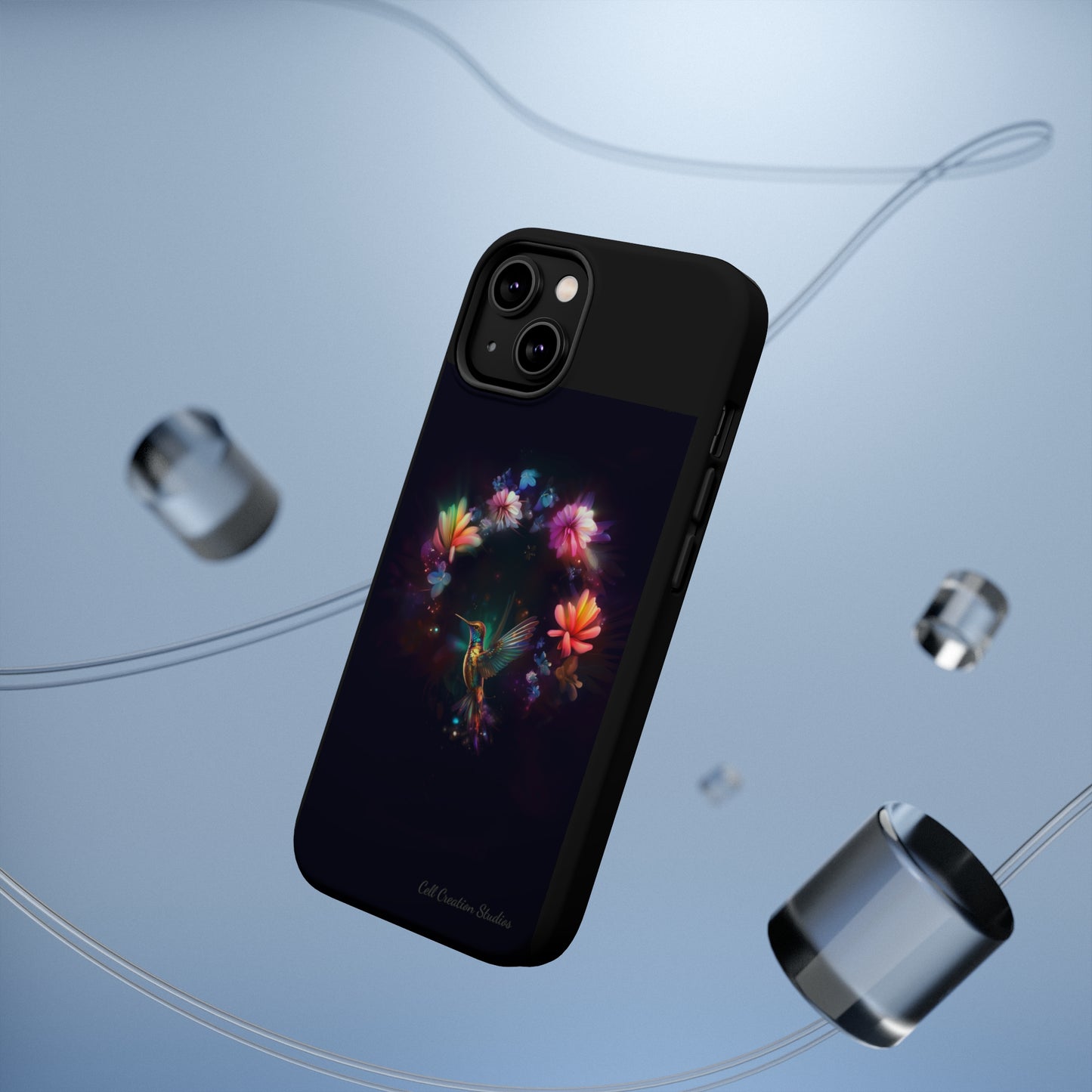 Introducing the "Floral Harmony Hummingbird" Cell Phone Case – Where Elegance Meets Nature -MagSafe Tough Cases