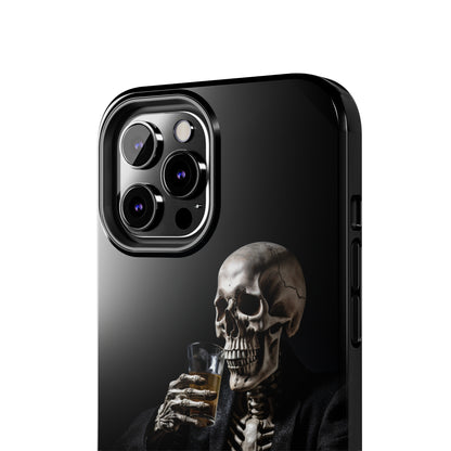 "Embrace the Dark Side with Our Skeleton Drinking Phone Case" -Tough Phone Cases